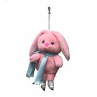 Игрушка брелок Зайка розовый в шарфике